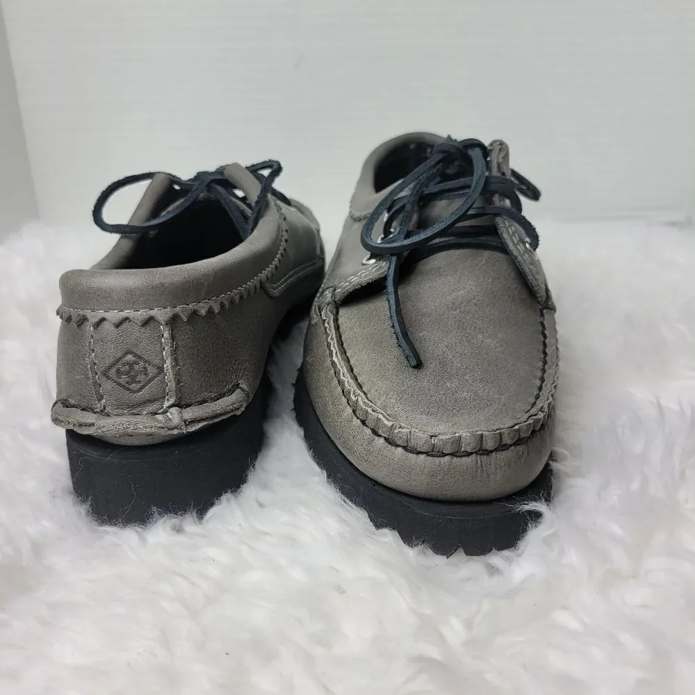 Quoddy Maliseet Bluchers Mens Size 7 D Oxford Gray Leather Boat Shoes New